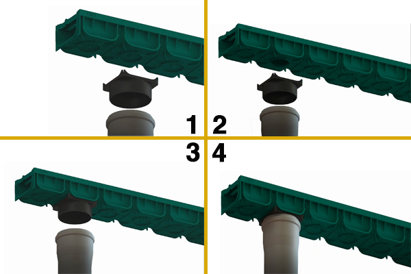 Патрубок Easy2 для вертикального соединения лотка водоотводного Easy2 DN100 с трубой D110мм (110x110x40мм)